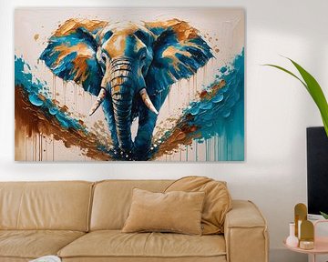 Levendig abstract olifantschilderij van Art & Soul Creations