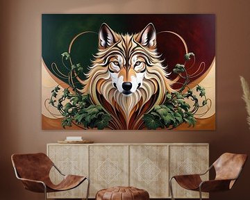 Majestueuze wolf met bladeren van Art & Soul Creations