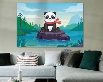 Panda met rode sjaal van Art & Soul Creations