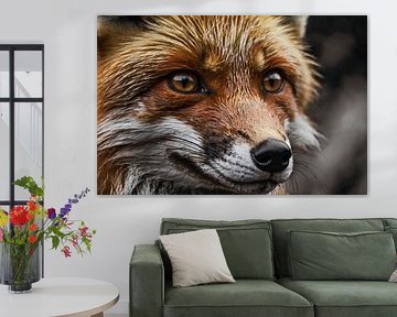Close-up fox with intense gaze by Art & Soul Creations