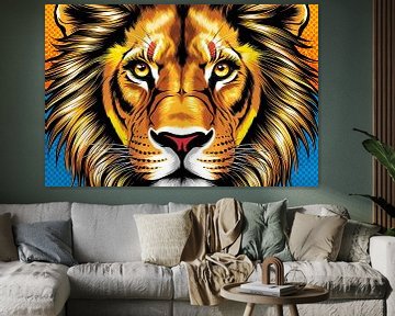 Levendige close-up van leeuwenkop van Art & Soul Creations