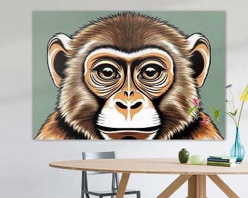 Moderne aap close-up illustratie van Art & Soul Creations