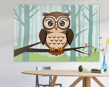 Owl with glasses on branch by Art & Soul Creations