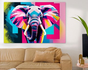 Kleurrijke geometrische olifant kunst van Art & Soul Creations