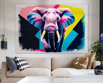 Kleurrijke abstracte olifant kunst van Art & Soul Creations