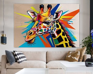Kleurrijke abstracte giraffe kunst van Art & Soul Creations
