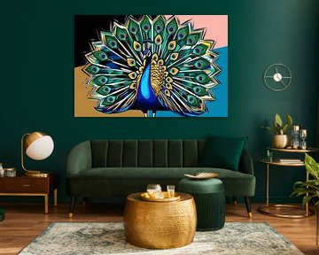 Paon abstrait coloré