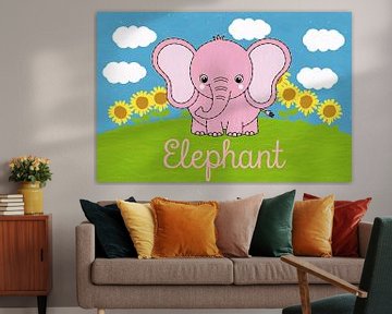 Schattige roze olifant illustratie van Art & Soul Creations