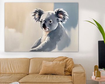 Rustgevende koala in abstracte stijl
