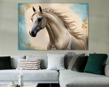 Elegant paardenportret met gouden details