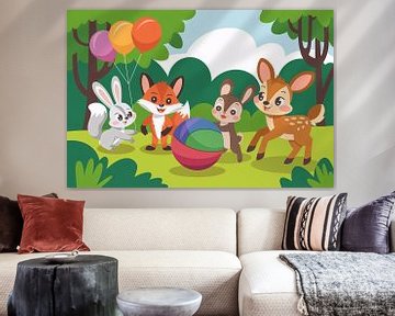Bosdieren spelen samen vrolijk van Art & Soul Creations