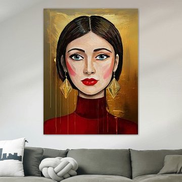 woman with gold earrings