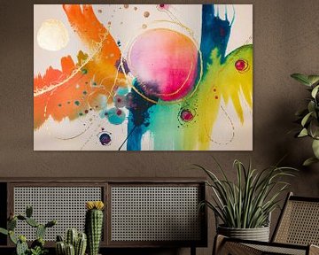 Kleurrijke abstracte kunst met goud van Art & Soul Creations