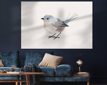 Minimalistische vogel in aquarel van Art & Soul Creations