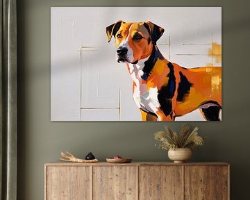 Moderne hond abstract schilderij