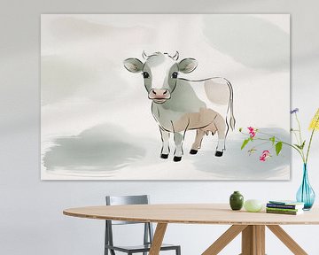 Minimalistische koe illustratie aquarel