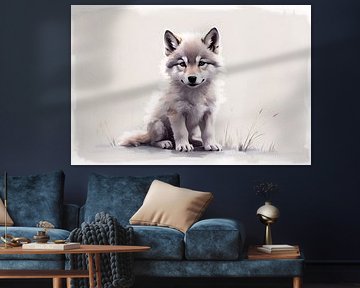 Jonge wolf in dromerige stijl