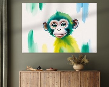 Singe joyeux dans une peinture colorée sur Art & Soul Creations