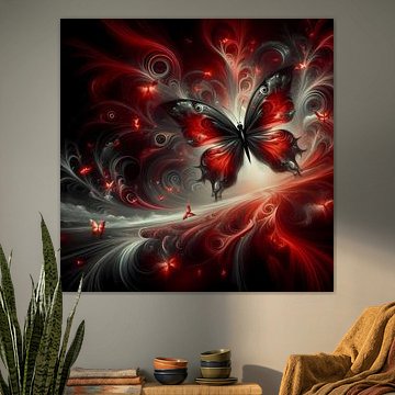 Black and red space artwork - Abstract galaxy in the cosmos