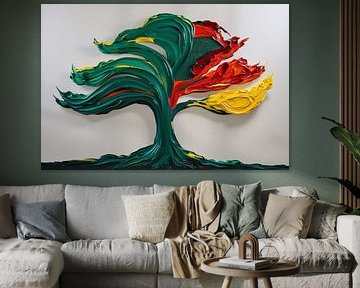 Peinture abstraite colorée d'un arbre