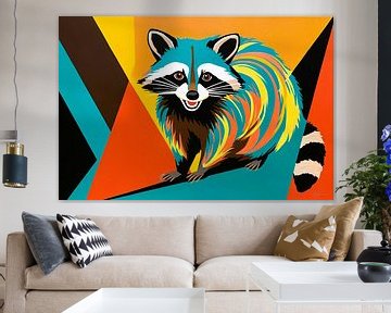 Kleurrijke abstracte wasbeer kunst van Art & Soul Creations