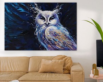 Kleurrijke abstracte uil schilderij van Art & Soul Creations