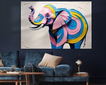 Kleurrijke abstracte olifant kunst van Art & Soul Creations