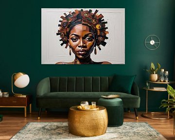 Abstract portret Afrikaanse vrouw van Art & Soul Creations