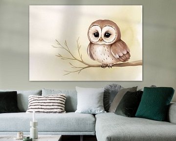 Schattige uil op tak illustratie