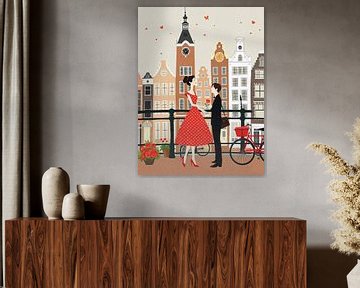 Paar in Amsterdam illustratie van haroulita