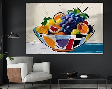 Kleurrijke moderne fruitschaal van Art & Soul Creations