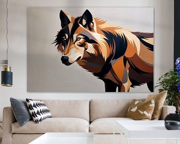 Gestileerde kleurrijke wolf portret van Art & Soul Creations