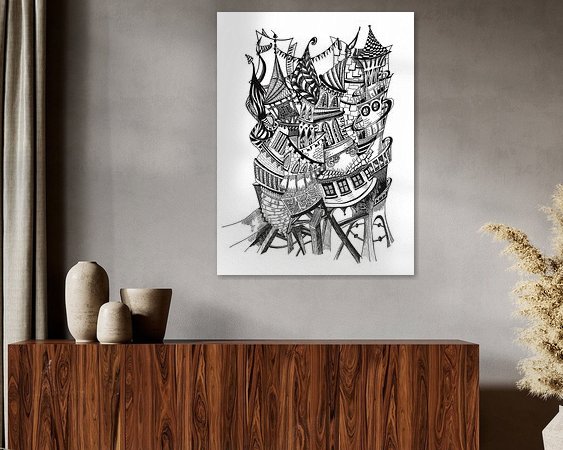 Voorbeeld van het werk in een kamer
