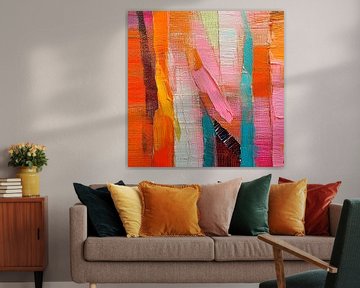 Modern Abstract in Oranje, Roze en blauw - 5 van Studio Pieternel