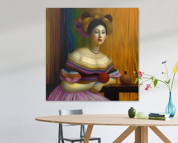 Vrouw met gebreide kleding van Ton Kuijpers