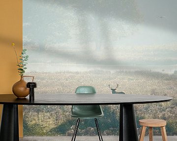 Mannetjes Edelhert in Nevelige Weerter Bossen van Joran Quinten