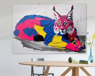 Kleurrijk abstract lynx schilderij van Art & Soul Creations