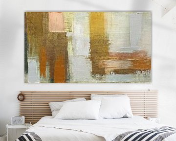 Abstracte kunst in Goud, Zalmroze en Terracotta - 3 van Studio Pieternel