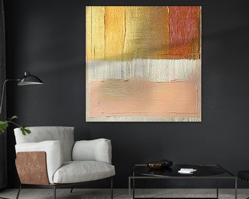 Modern Abstract in Goud, Zalmroze en Terracotta - 2 van Studio Pieternel