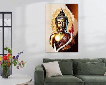 Portrait du Bouddha d'or sur Jan Bouma