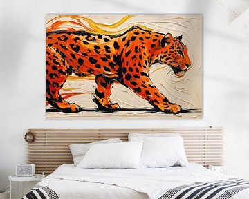 Dynamisch schilderij van een luipaard van Art & Soul Creations