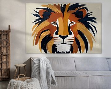 Colourful abstract lion painting by Art & Soul Creations