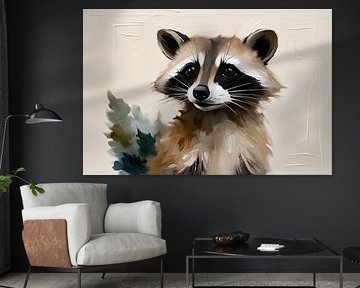 Painting of cute raccoon