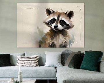 Realistic painting of raccoon