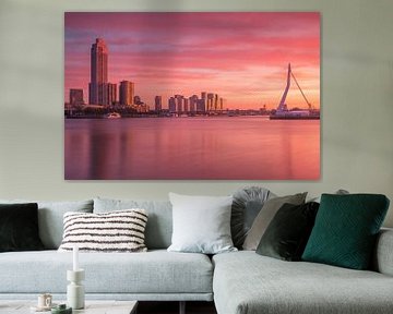 Red sunrise in Rotterdam van Ilya Korzelius