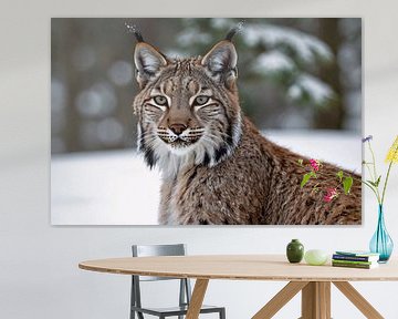 Majestueuze lynx in de sneeuw van Art & Soul Creations