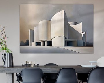 Modern abstract gebouw in licht van Art & Soul Creations