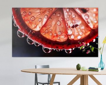 Gedetailleerde close-up van een plak vers fruit