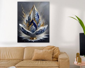 Delfts blauw tulp goud portret van J.a Dijkstra