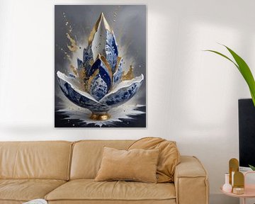 Delfts blauw tulp goud portret van J.a Dijkstra